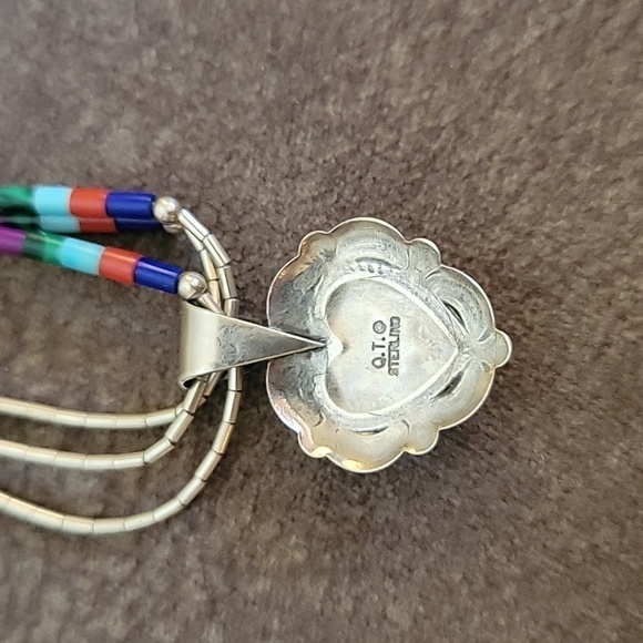 QT Sterling Oxidized Silver Navajo Heart Pendant Liquid Silver Torsade Necklace - Picture 7 of 8